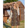 image:imageZeagoo Womens Casual Summer Dress 2026 Short Sleeve Dresses Pleats Midi A Line Flowy Dress Boho Beach Sundress with PocketsEthnic Flowers