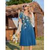 image:imageZeagoo Womens Casual Summer Dress 2026 Short Sleeve Dresses Pleats Midi A Line Flowy Dress Boho Beach Sundress with PocketsFloral Blue
