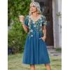 image:imageZeagoo Womens Casual Summer Dress 2026 Short Sleeve Dresses Pleats Midi A Line Flowy Dress Boho Beach Sundress with PocketsFloral Blue