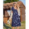 image:imageZeagoo Womens Casual Summer Dress 2026 Short Sleeve Dresses Pleats Midi A Line Flowy Dress Boho Beach Sundress with PocketsFloral Blue White