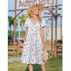image:imageZeagoo Womens Casual Summer Dress 2026 Short Sleeve Dresses Pleats Midi A Line Flowy Dress Boho Beach Sundress with PocketsFloral White Red