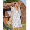 image:imageZeagoo Womens Casual Summer Dress 2026 Short Sleeve Dresses Pleats Midi A Line Flowy Dress Boho Beach Sundress with PocketsFloral White Red