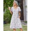 image:imageZeagoo Womens Casual Summer Dress 2026 Short Sleeve Dresses Pleats Midi A Line Flowy Dress Boho Beach Sundress with PocketsFloral White Red