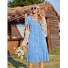 image:imageZeagoo Womens Casual Summer Dress 2026 Short Sleeve Dresses Pleats Midi A Line Flowy Dress Boho Beach Sundress with PocketsFlorallight Blue