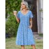 image:imageZeagoo Womens Casual Summer Dress 2026 Short Sleeve Dresses Pleats Midi A Line Flowy Dress Boho Beach Sundress with PocketsFlorallight Blue