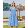 image:imageZeagoo Womens Casual Summer Dress 2026 Short Sleeve Dresses Pleats Midi A Line Flowy Dress Boho Beach Sundress with PocketsFlorallight Blue