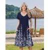 image:imageZeagoo Womens Casual Summer Dress 2026 Short Sleeve Dresses Pleats Midi A Line Flowy Dress Boho Beach Sundress with PocketsFlower Blue