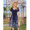 image:imageZeagoo Womens Casual Summer Dress 2026 Short Sleeve Dresses Pleats Midi A Line Flowy Dress Boho Beach Sundress with PocketsFlower Blue