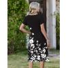 image:imageZeagoo Womens Casual Summer Dress 2026 Short Sleeve Dresses Pleats Midi A Line Flowy Dress Boho Beach Sundress with PocketsFlowers Black