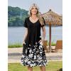 image:imageZeagoo Womens Casual Summer Dress 2026 Short Sleeve Dresses Pleats Midi A Line Flowy Dress Boho Beach Sundress with PocketsFlowers Black