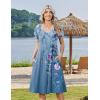 image:imageZeagoo Womens Casual Summer Dress 2026 Short Sleeve Dresses Pleats Midi A Line Flowy Dress Boho Beach Sundress with PocketsFlowersblue