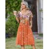 image:imageZeagoo Womens Casual Summer Dress 2026 Short Sleeve Dresses Pleats Midi A Line Flowy Dress Boho Beach Sundress with PocketsGradient Orange