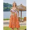 image:imageZeagoo Womens Casual Summer Dress 2026 Short Sleeve Dresses Pleats Midi A Line Flowy Dress Boho Beach Sundress with PocketsGradient Orange