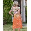 image:imageZeagoo Womens Casual Summer Dress 2026 Short Sleeve Dresses Pleats Midi A Line Flowy Dress Boho Beach Sundress with PocketsGradient Orange