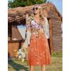 image:imageZeagoo Womens Casual Summer Dress 2026 Short Sleeve Dresses Pleats Midi A Line Flowy Dress Boho Beach Sundress with PocketsGradient Orange