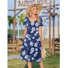 image:imageZeagoo Womens Casual Summer Dress 2026 Short Sleeve Dresses Pleats Midi A Line Flowy Dress Boho Beach Sundress with PocketsHawaii Floral