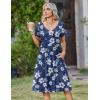 image:imageZeagoo Womens Casual Summer Dress 2026 Short Sleeve Dresses Pleats Midi A Line Flowy Dress Boho Beach Sundress with PocketsHawaii Floral