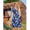 image:imageZeagoo Womens Casual Summer Dress 2026 Short Sleeve Dresses Pleats Midi A Line Flowy Dress Boho Beach Sundress with PocketsHawaii Floral