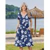 image:imageZeagoo Womens Casual Summer Dress 2026 Short Sleeve Dresses Pleats Midi A Line Flowy Dress Boho Beach Sundress with PocketsHawaii Floral