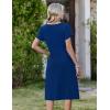 image:imageZeagoo Womens Casual Summer Dress 2026 Short Sleeve Dresses Pleats Midi A Line Flowy Dress Boho Beach Sundress with PocketsNavy Blue