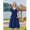 image:imageZeagoo Womens Casual Summer Dress 2026 Short Sleeve Dresses Pleats Midi A Line Flowy Dress Boho Beach Sundress with PocketsNavy Blue