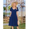 image:imageZeagoo Womens Casual Summer Dress 2026 Short Sleeve Dresses Pleats Midi A Line Flowy Dress Boho Beach Sundress with PocketsNavy Blue