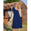 image:imageZeagoo Womens Casual Summer Dress 2026 Short Sleeve Dresses Pleats Midi A Line Flowy Dress Boho Beach Sundress with PocketsNavy Blue
