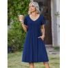 image:imageZeagoo Womens Casual Summer Dress 2026 Short Sleeve Dresses Pleats Midi A Line Flowy Dress Boho Beach Sundress with PocketsNavy Blue