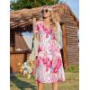 image:imageZeagoo Womens Casual Summer Dress 2026 Short Sleeve Dresses Pleats Midi A Line Flowy Dress Boho Beach Sundress with PocketsPatternpink