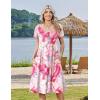 image:imageZeagoo Womens Casual Summer Dress 2026 Short Sleeve Dresses Pleats Midi A Line Flowy Dress Boho Beach Sundress with PocketsPatternpink