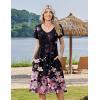 image:imageZeagoo Womens Casual Summer Dress 2026 Short Sleeve Dresses Pleats Midi A Line Flowy Dress Boho Beach Sundress with PocketsPink Black