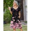 image:imageZeagoo Womens Casual Summer Dress 2026 Short Sleeve Dresses Pleats Midi A Line Flowy Dress Boho Beach Sundress with PocketsPink Black