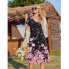 image:imageZeagoo Womens Casual Summer Dress 2026 Short Sleeve Dresses Pleats Midi A Line Flowy Dress Boho Beach Sundress with PocketsPink Black