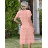image:imageZeagoo Womens Casual Summer Dress 2026 Short Sleeve Dresses Pleats Midi A Line Flowy Dress Boho Beach Sundress with PocketsPink Dot