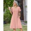 image:imageZeagoo Womens Casual Summer Dress 2026 Short Sleeve Dresses Pleats Midi A Line Flowy Dress Boho Beach Sundress with PocketsPink Dot
