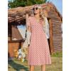 image:imageZeagoo Womens Casual Summer Dress 2026 Short Sleeve Dresses Pleats Midi A Line Flowy Dress Boho Beach Sundress with PocketsPink Dot