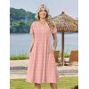 image:imageZeagoo Womens Casual Summer Dress 2026 Short Sleeve Dresses Pleats Midi A Line Flowy Dress Boho Beach Sundress with PocketsPink Dot