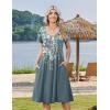image:imageZeagoo Womens Casual Summer Dress 2026 Short Sleeve Dresses Pleats Midi A Line Flowy Dress Boho Beach Sundress with PocketsPlants Gray