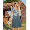 image:imageZeagoo Womens Casual Summer Dress 2026 Short Sleeve Dresses Pleats Midi A Line Flowy Dress Boho Beach Sundress with PocketsPlants Gray