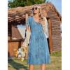 image:imageZeagoo Womens Casual Summer Dress 2026 Short Sleeve Dresses Pleats Midi A Line Flowy Dress Boho Beach Sundress with PocketsPlantsblue