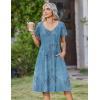 image:imageZeagoo Womens Casual Summer Dress 2026 Short Sleeve Dresses Pleats Midi A Line Flowy Dress Boho Beach Sundress with PocketsPlantsblue