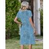 image:imageZeagoo Womens Casual Summer Dress 2026 Short Sleeve Dresses Pleats Midi A Line Flowy Dress Boho Beach Sundress with PocketsPlantsblue