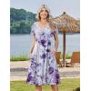 image:imageZeagoo Womens Casual Summer Dress 2026 Short Sleeve Dresses Pleats Midi A Line Flowy Dress Boho Beach Sundress with PocketsPurple White