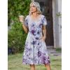 image:imageZeagoo Womens Casual Summer Dress 2026 Short Sleeve Dresses Pleats Midi A Line Flowy Dress Boho Beach Sundress with PocketsPurple White