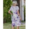 image:imageZeagoo Womens Casual Summer Dress 2026 Short Sleeve Dresses Pleats Midi A Line Flowy Dress Boho Beach Sundress with PocketsPurple White
