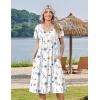 image:imageZeagoo Womens Casual Summer Dress 2026 Short Sleeve Dresses Pleats Midi A Line Flowy Dress Boho Beach Sundress with PocketsWhite Blue