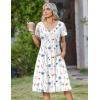 image:imageZeagoo Womens Casual Summer Dress 2026 Short Sleeve Dresses Pleats Midi A Line Flowy Dress Boho Beach Sundress with PocketsWhite Blue