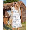 image:imageZeagoo Womens Casual Summer Dress 2026 Short Sleeve Dresses Pleats Midi A Line Flowy Dress Boho Beach Sundress with PocketsWhite Blue