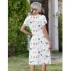image:imageZeagoo Womens Casual Summer Dress 2026 Short Sleeve Dresses Pleats Midi A Line Flowy Dress Boho Beach Sundress with PocketsWhite Blue