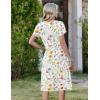 image:imageZeagoo Womens Casual Summer Dress 2026 Short Sleeve Dresses Pleats Midi A Line Flowy Dress Boho Beach Sundress with PocketsWhite Floral